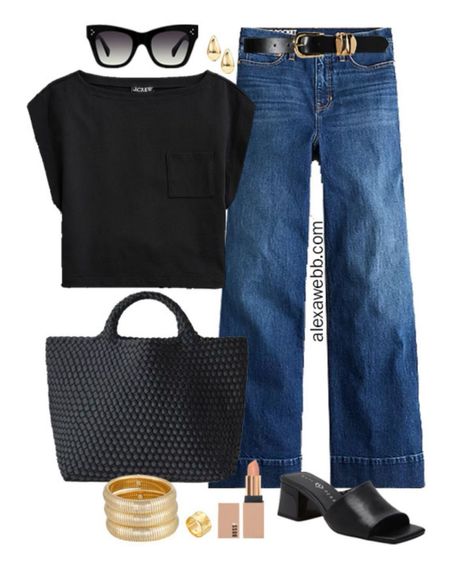 How to Wear Plus Size Wide Leg Jeans - A plus size casual outfit idea with wide leg jeans and a cropped tee. Alexa Webb #plussize

#LTKOver40 #LTKPlusSize #LTKStyleTip