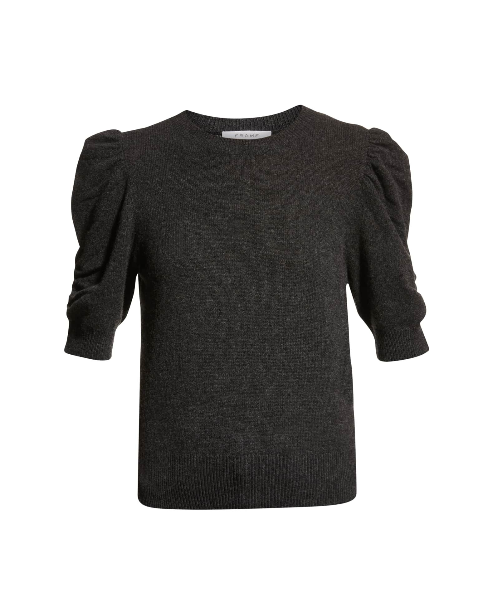 FRAME Frankie Cashmere/Wool Puff-Sleeve Crewneck Sweater | Neiman Marcus