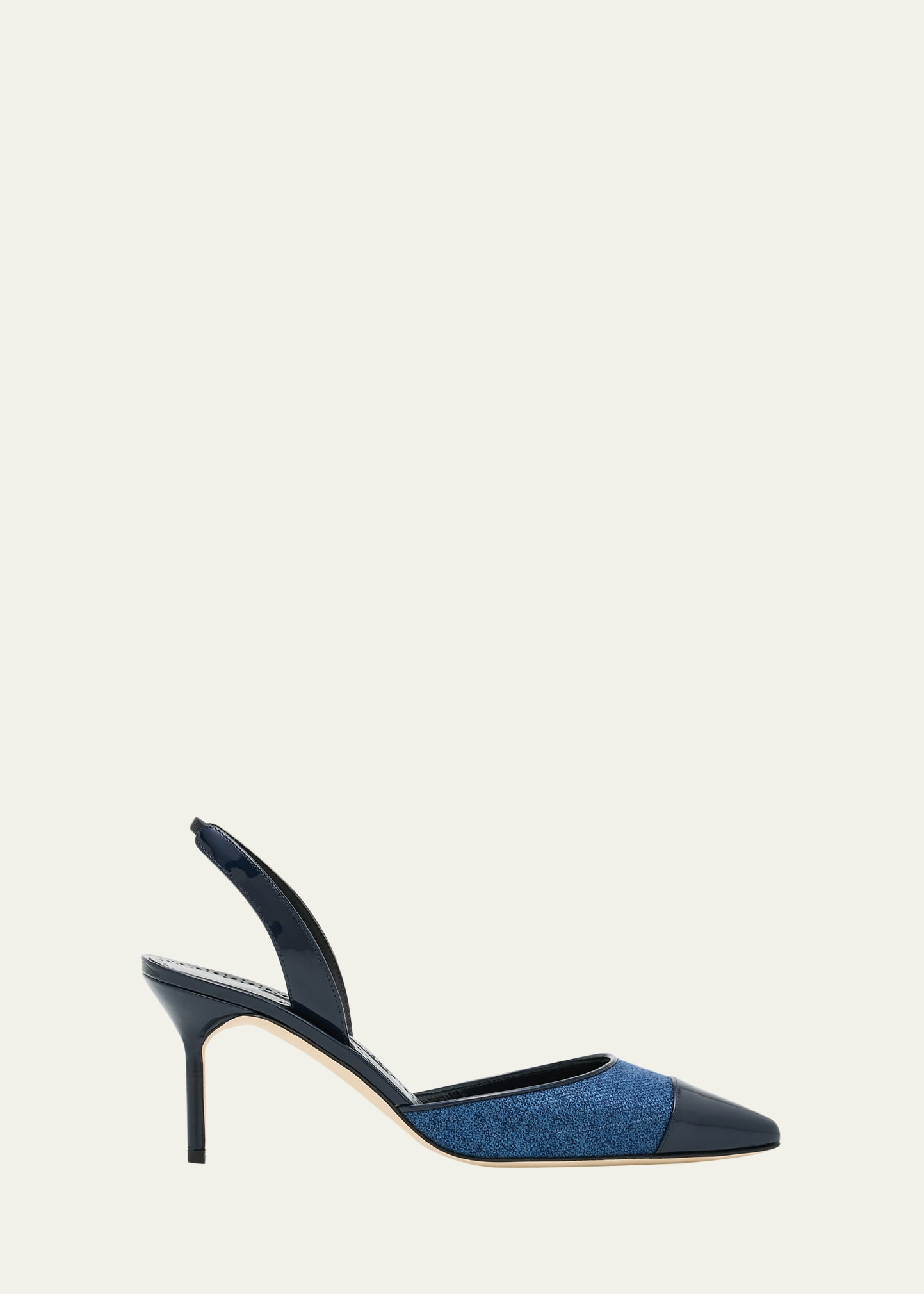 Manolo Blahnik 70mm Capsli Linen Slingback Pumps | Bergdorf Goodman