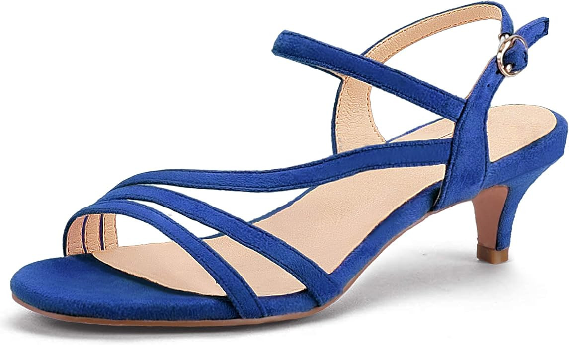 IDIFU Women's Dressy Strappy 2 Inch Low Kitten Heel Open Toe Sandals Dress Shoes for Woman Lady i... | Amazon (US)
