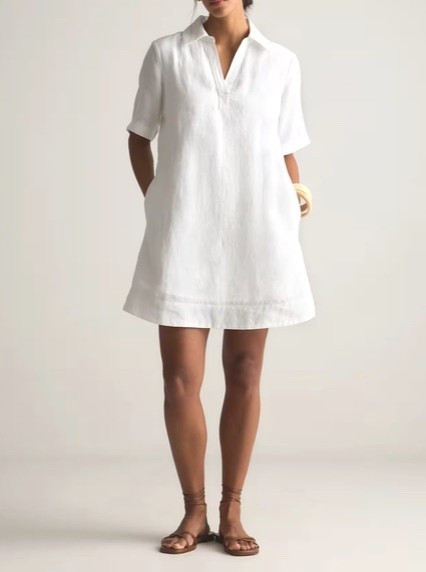 Wouldn’t this be a sweet vacation dress?? 

Material: 100% linen, an eco-friendly fiber made from premium flax fiber sustainably grown in Western Europe
Breathable, lightweight, and durable
White and Blue Pinstripe are fully lined with 100% cotton lining

#LTKspringtrends #LTKPetite #LTKTravel