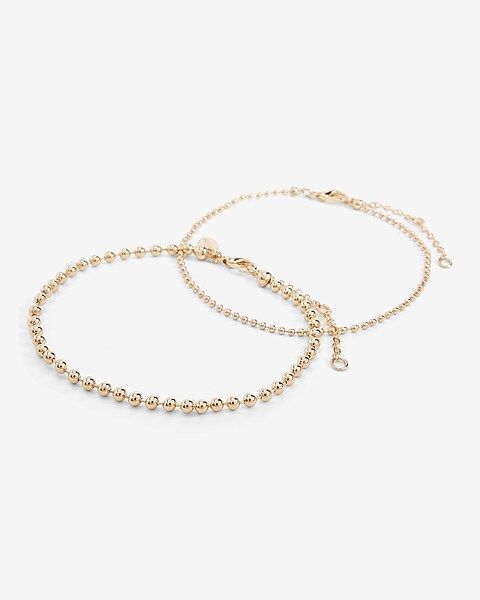 2 Piece Ball Bead Chain Anklet Set | Express