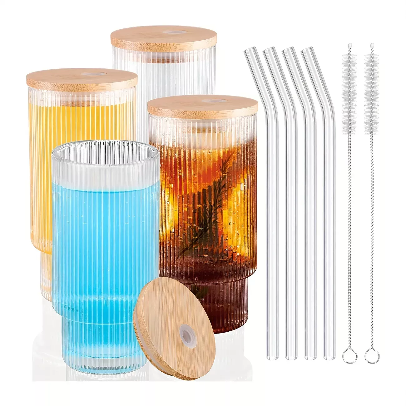 Coffee Glass Can With Bamboo Lid & Glass Straw - Enjoy Your Coffee In  Style! - Temu Japan
