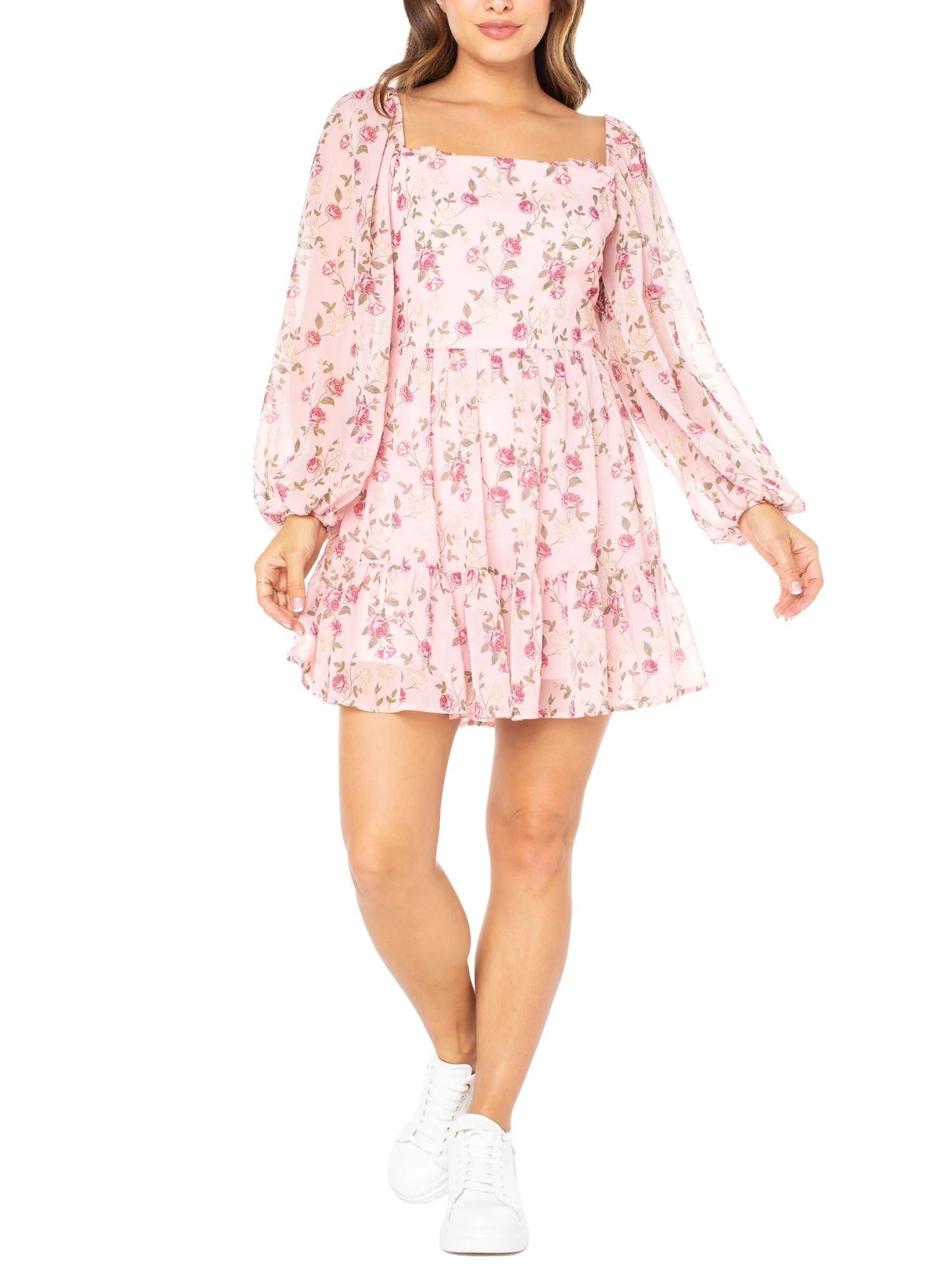 Celebrity Pink Juniors' Print Floral Dress, Sizes XS-XXXL | Walmart (US)