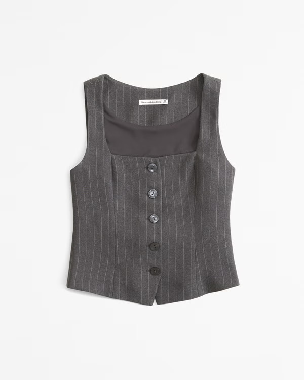 The A&F Mara Tailored Vest Squareneck Set Top | Abercrombie & Fitch (US)