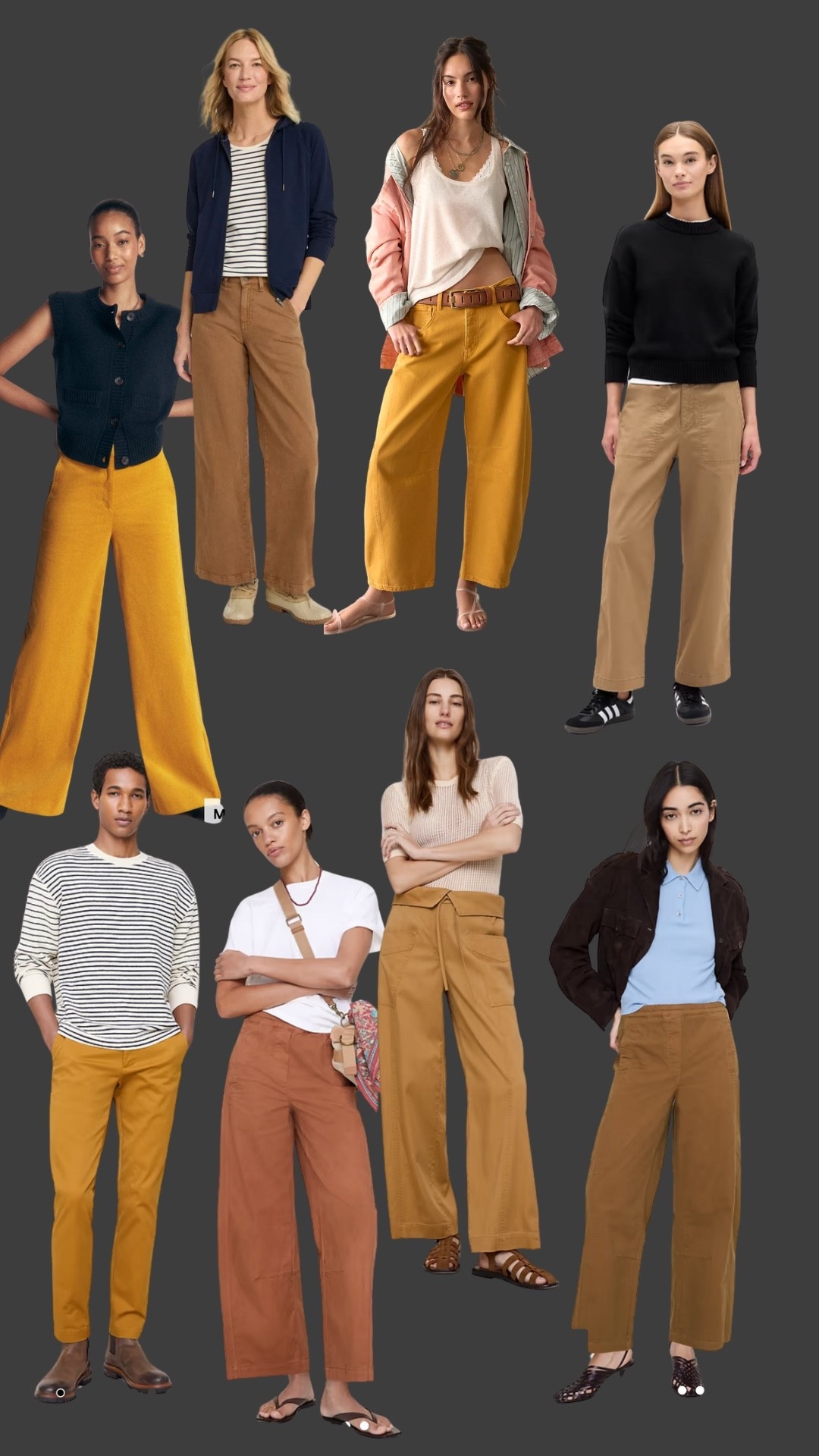 A request for mustard yellow khakis, I threw some men’s in as well since I love men’s styles.