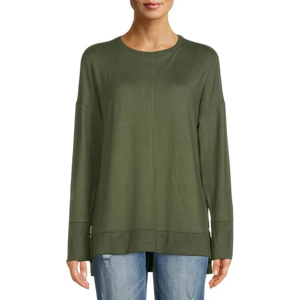 Time and Tru Women's Hacci Crew Neck Tunic | Walmart (US)