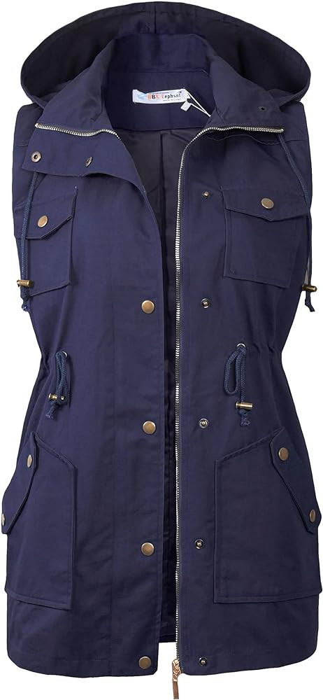 BBX Lephsnt Womens Utility Vest Drawstring Waist Military Sleeveless Jacket | Amazon (US)