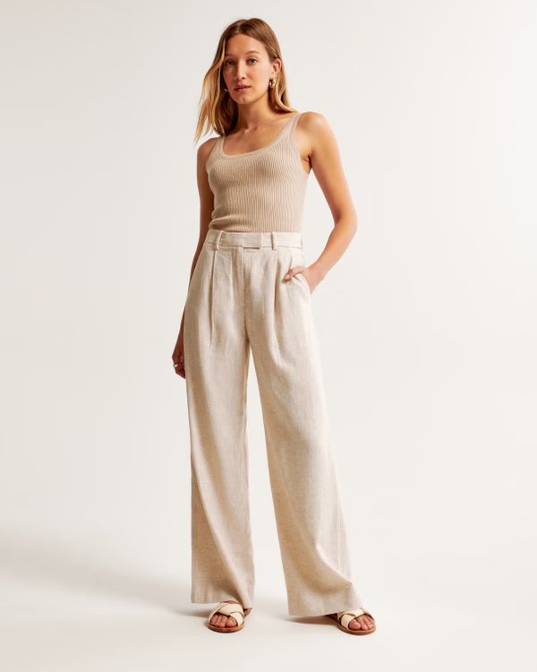 Women's A&F Sloane Tailored Linen-Blend Pant | Women's New Arrivals | Abercrombie.com | Abercrombie & Fitch (US)