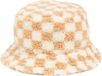 Checker Faux Shearling Bucket Hat | Nordstrom Rack