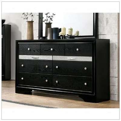 Contemporary  Dresser Hidden Jewelry Drawer English Dovetail Silver Accents Round Knobs   Bedroom Furniture | Wayfair North America
