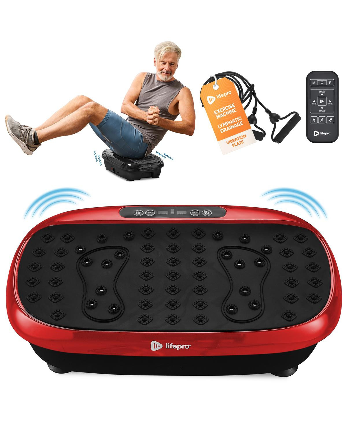 LifePro Compact Vibration Plate Exercise Machine for Full Body, Lymphatic Drainage, Joint Pain Relief & Calorie Burn - Red | Macy's
