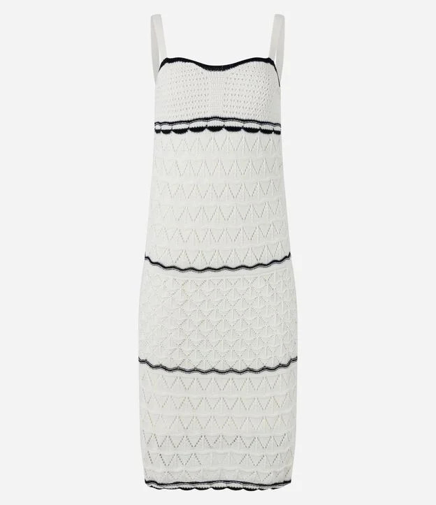 Vestido New Midi em Tricô com Alcinha e Estampa Listras Branco Neve | Renner (BR)