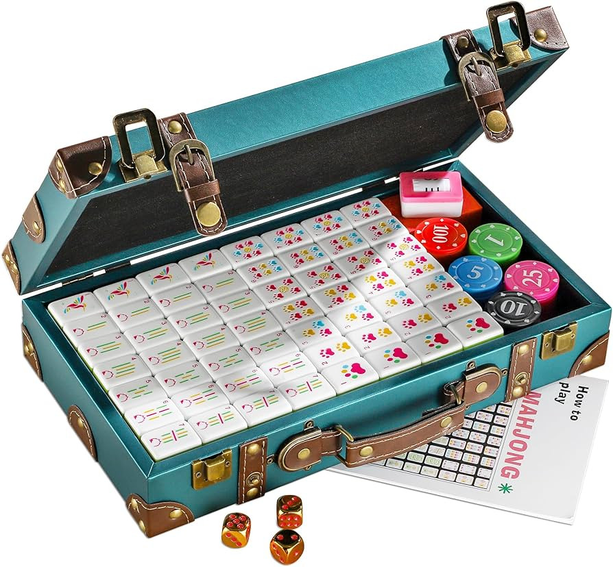 Pet-Themed American Mahjong Tile Set, 166 Acrylic Carved Tiles with Cat Illustrations, 4-Layer Co... | Amazon (US)