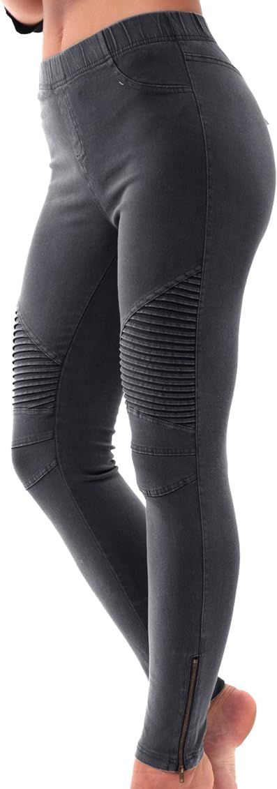 LAINAB Womens Biker Skinny Ankle Zipper Pleated Stretch Low Waist Pencil Pants | Amazon (US)