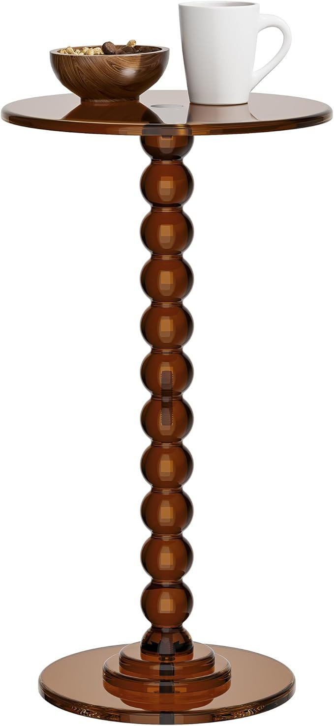 Dewrhiixe Acrylic Side Table, End Table Round Top with Solid Post for Living Room, Bedroom, Balco... | Amazon (US)