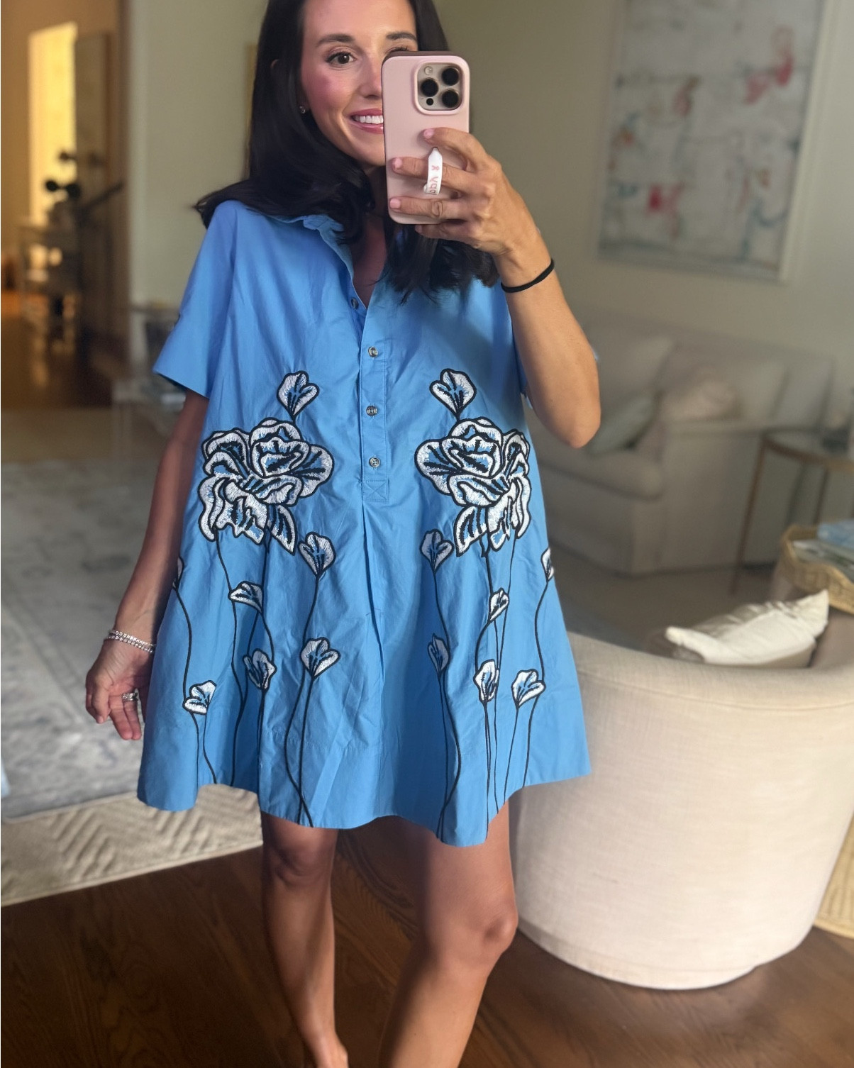 Obsessed with this mini dress from @Anthropologie it’s so cute and flattering💙🩵💙🩵

#LTKmomlife #LTKootd