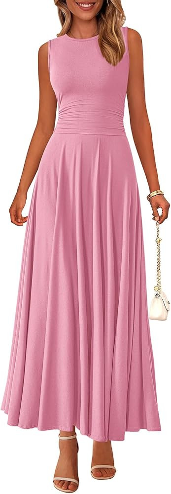 PRETTYGARDEN Womens Spring Dresses 2026 Casual Sleeveless Crewneck Aline Maxi Dress Stretch Tank ... | Amazon (US)