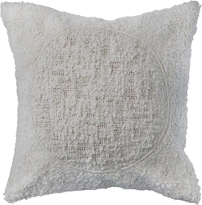 Bloomingville Modern Cotton Sherpa Throw Stitched Circle, Ivory Pillow Cover | Amazon (US)