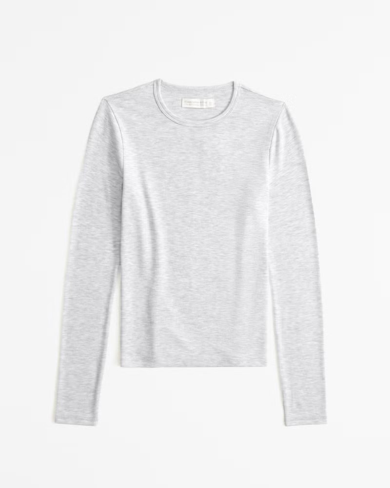 Abercrombie & Fitch Women's Long-Sleeve Cozy Cloud Knit Tuckable Crew Top in Light Grey - Size XL | Abercrombie & Fitch (US)