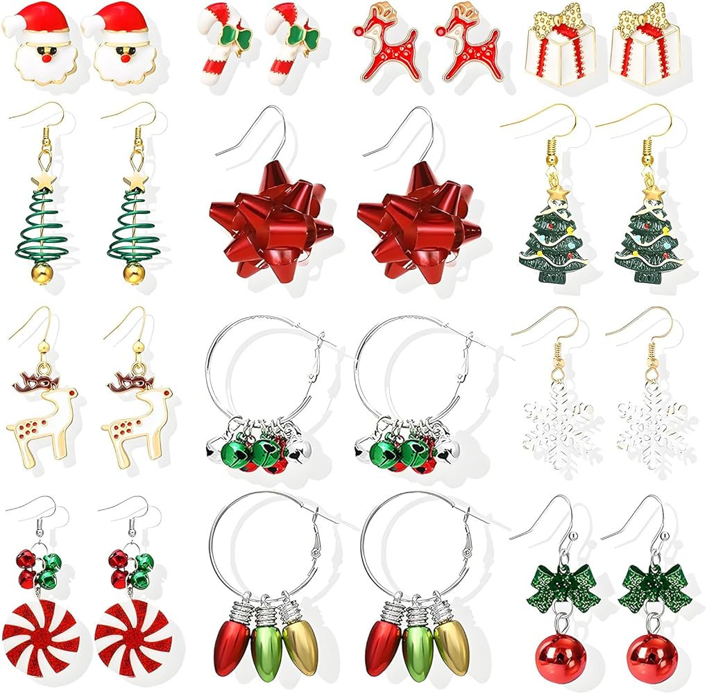 Christmas Earrings for Women Christmas Tree Dangle Earrings Snowflake Santa Candy Cane Snowman Pe... | Amazon (US)