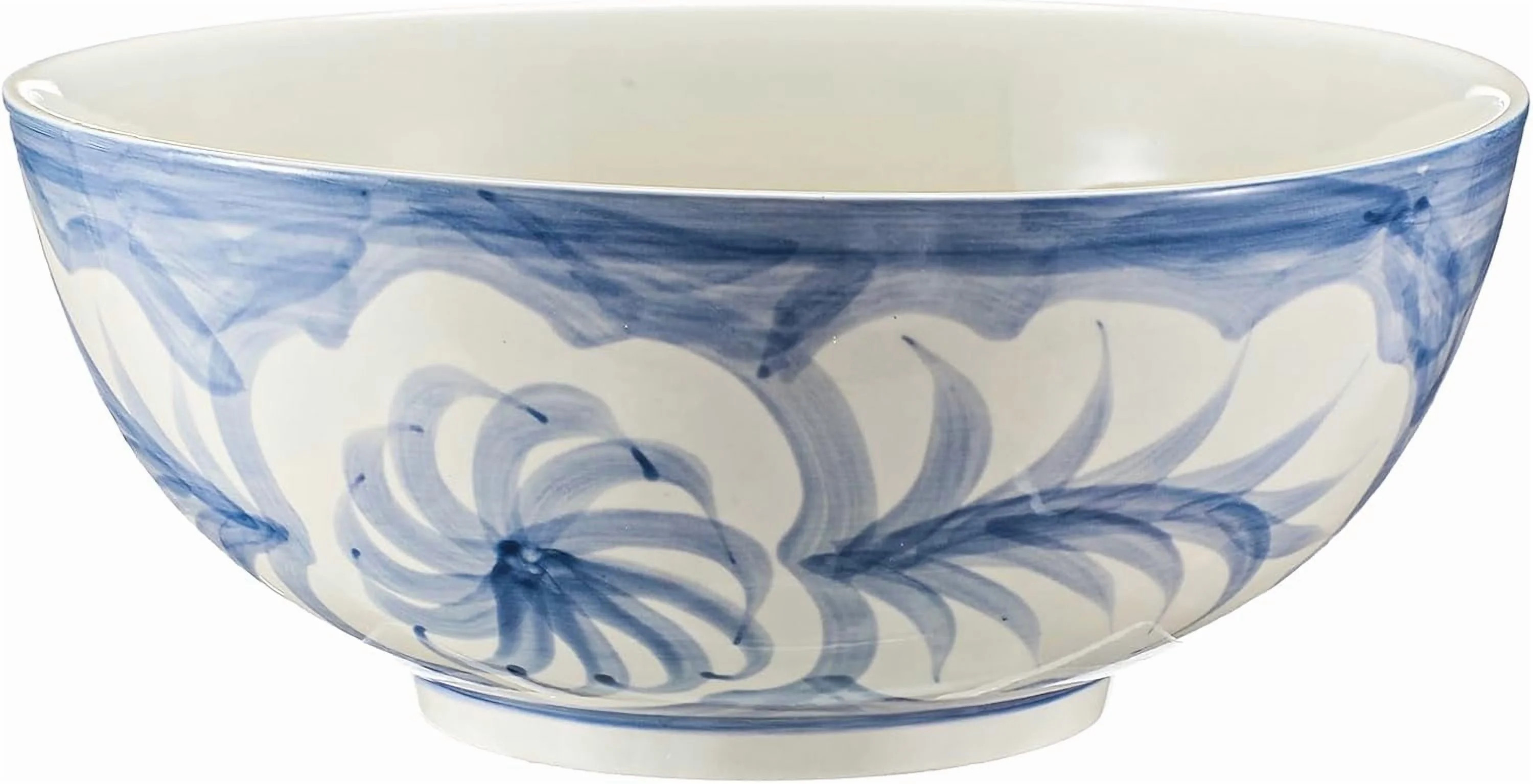 YANGLI Blue and White Bowl – 10” Hand Painted Stoneware Decorative Vase Bowl with Floral Desi... | Walmart (US)