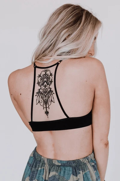 Tattoo Bralette - Black | Three Bird Nest