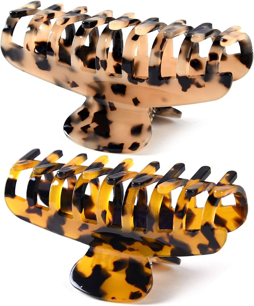 2 Pack Big Hair Claw Clips Tortoise Shell Nonslip Large Claw Clip For Women Celluloid Leopard Pri... | Amazon (US)