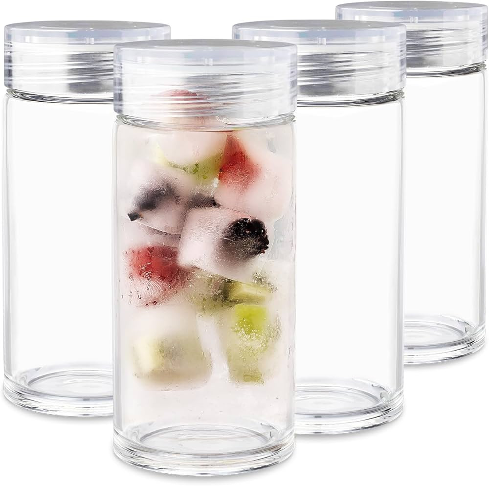 Glass Water Bottles - 4 Pack Wide Mouth Juice Bottles with Clear Lids for Juicing, Smoothies, Fru... | Amazon (US)