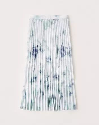 Pleated Satin Midi Skirt | Abercrombie & Fitch (US)