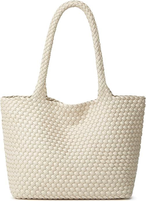 BOYATU Woven Tote Bag Womens Purse: Vegan Leather Shoulder Handbags - Fashion Summer Beach Tote B... | Amazon (US)