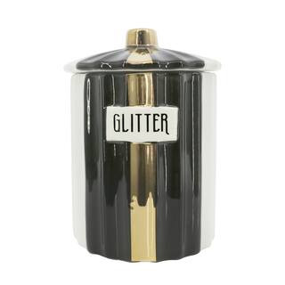 6" Black, White & Gold Glitter Ceramic Food Jar by Ashland® | Michaels Stores