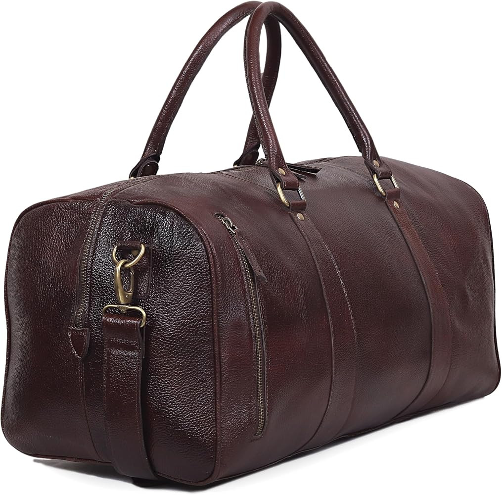 Leather Duffel Bag Weekend Bag Gym Large Travel Bag for men women - Christmas Gift, dark brown, D... | Amazon (CA)