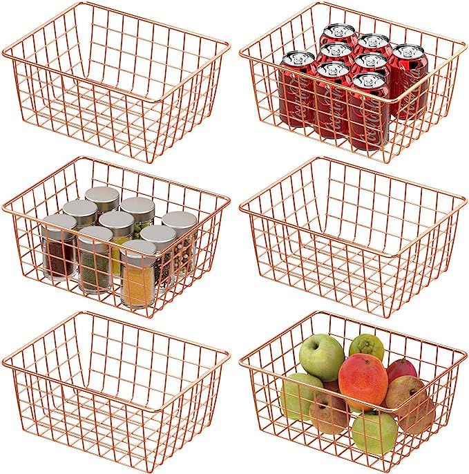 Wire Baskets, Cambond 6 Pack Wire Basket for Storage Durable Metal Basket Pantry Organizer Storag... | Amazon (US)