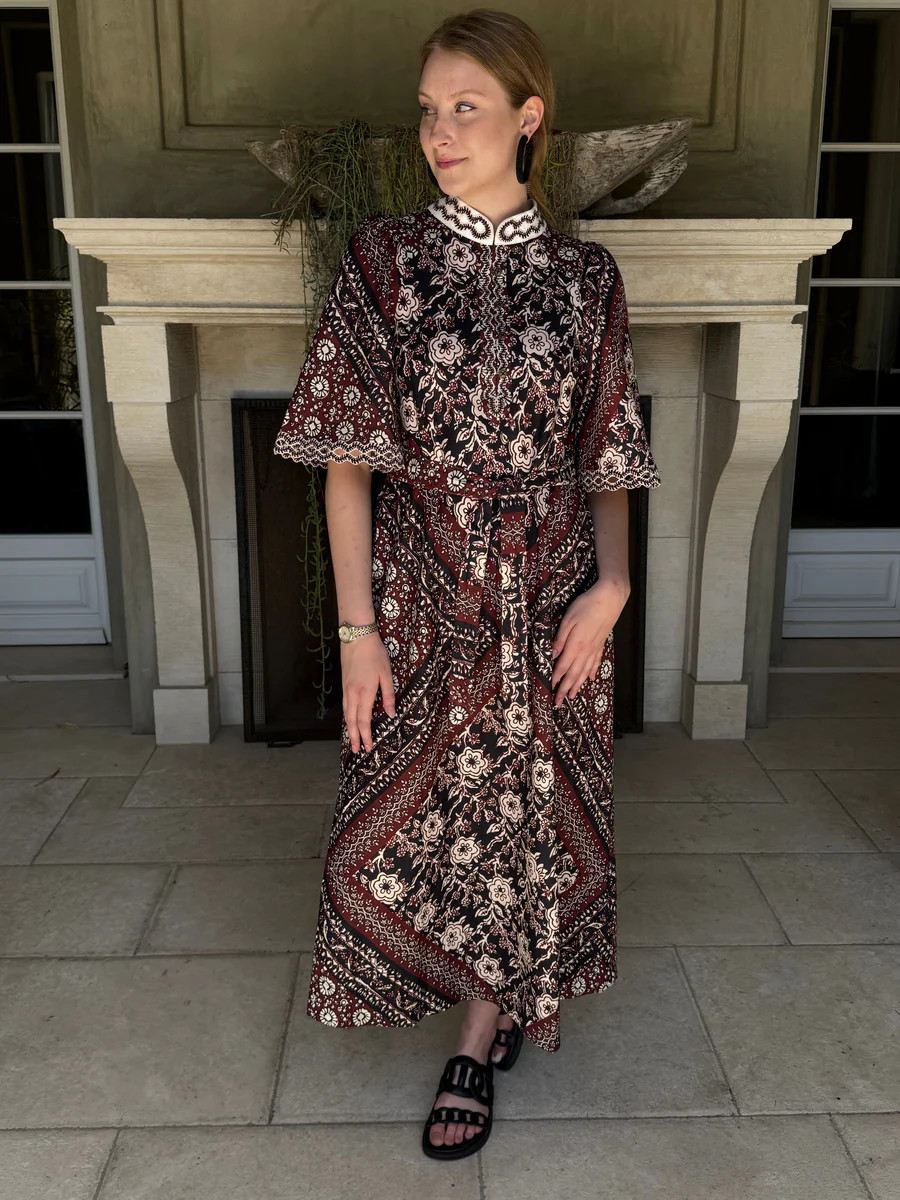 Ikram Floral Geometric Printed Maxi Dress | Benaar La