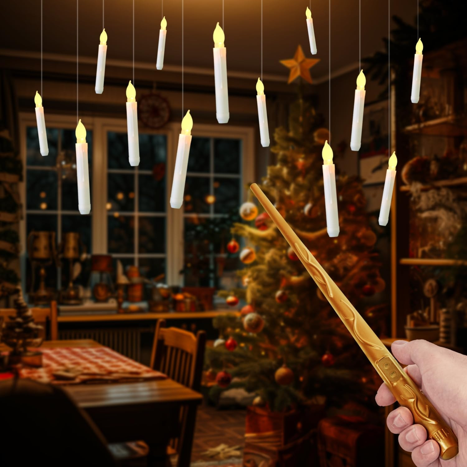Raycare Floating Candles with Wand, 12 Pcs Magic Hanging Candles Flameless, Flickering Warm Light... | Amazon (US)
