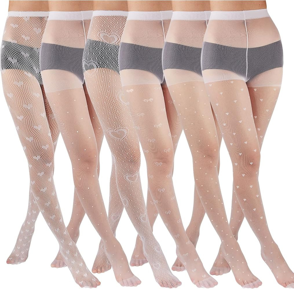Eurzom 6 Pairs Heart Fishnet Tights Valentine's Day Tights Polka Dot Stockings High Waist Pantyho... | Amazon (US)