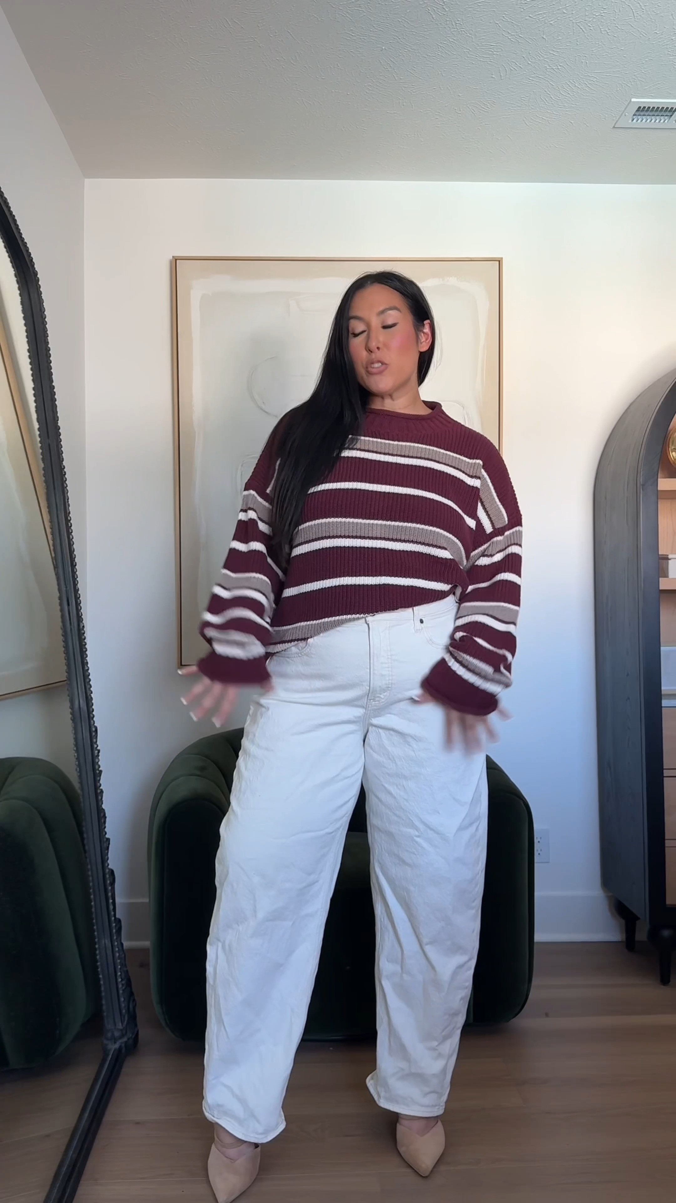 This is such a good sweater, the stripes are everything for fall 

Sweater: XL
Jeans: 33L

Roll neck sweater, cotton sweater, striped sweater, fall sweater, mid size fall outfits, fall jeans outfits

#LTKootd #LTKMidsize
