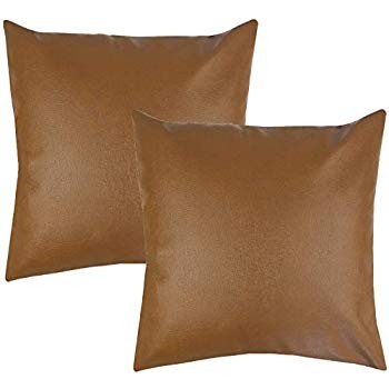 Woven Nook Decorative Throw Pillow Covers, 100% Polyester Faux Leather, Milo Set, Pack of 2 | Amazon (US)