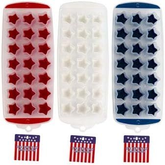 Patriotic Star Shaped Ice Cube Molds Tray (Pack of 3 Colors: Red, White, Blue) Perfect For Ice Cu... | Amazon (US)