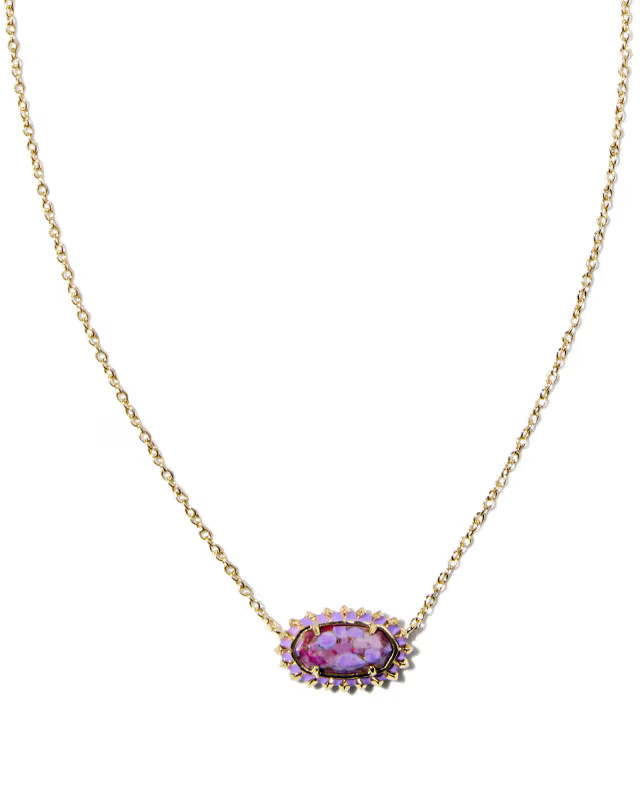 Elisa Gold Color Burst Frame Short Pendant Necklace in Bronze Veined Violet Magnesite | Kendra Scott