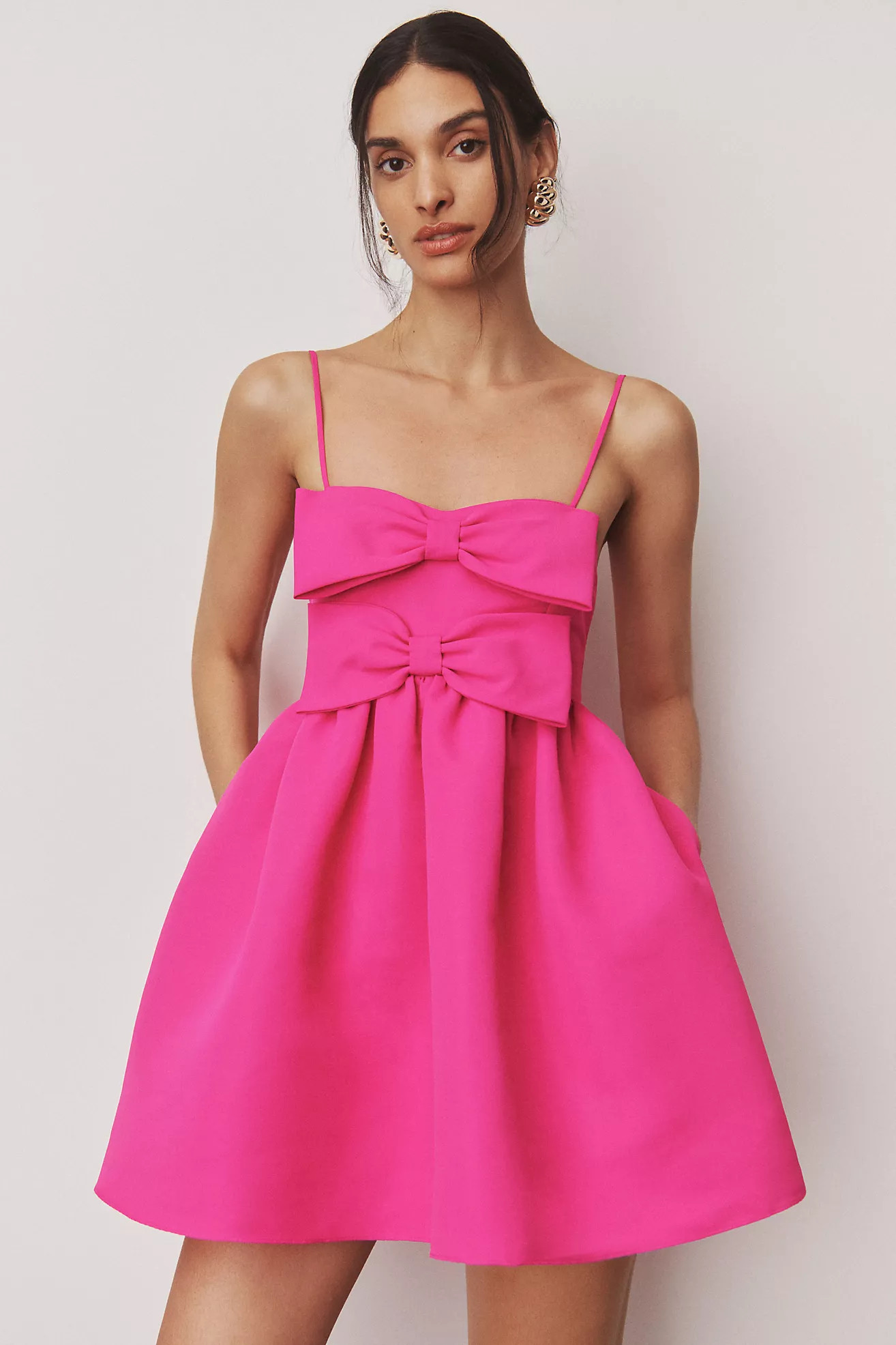 Sachin & Babi Sloane Taffeta Double-Bow Pleated Mini Dress | Anthropologie (US)