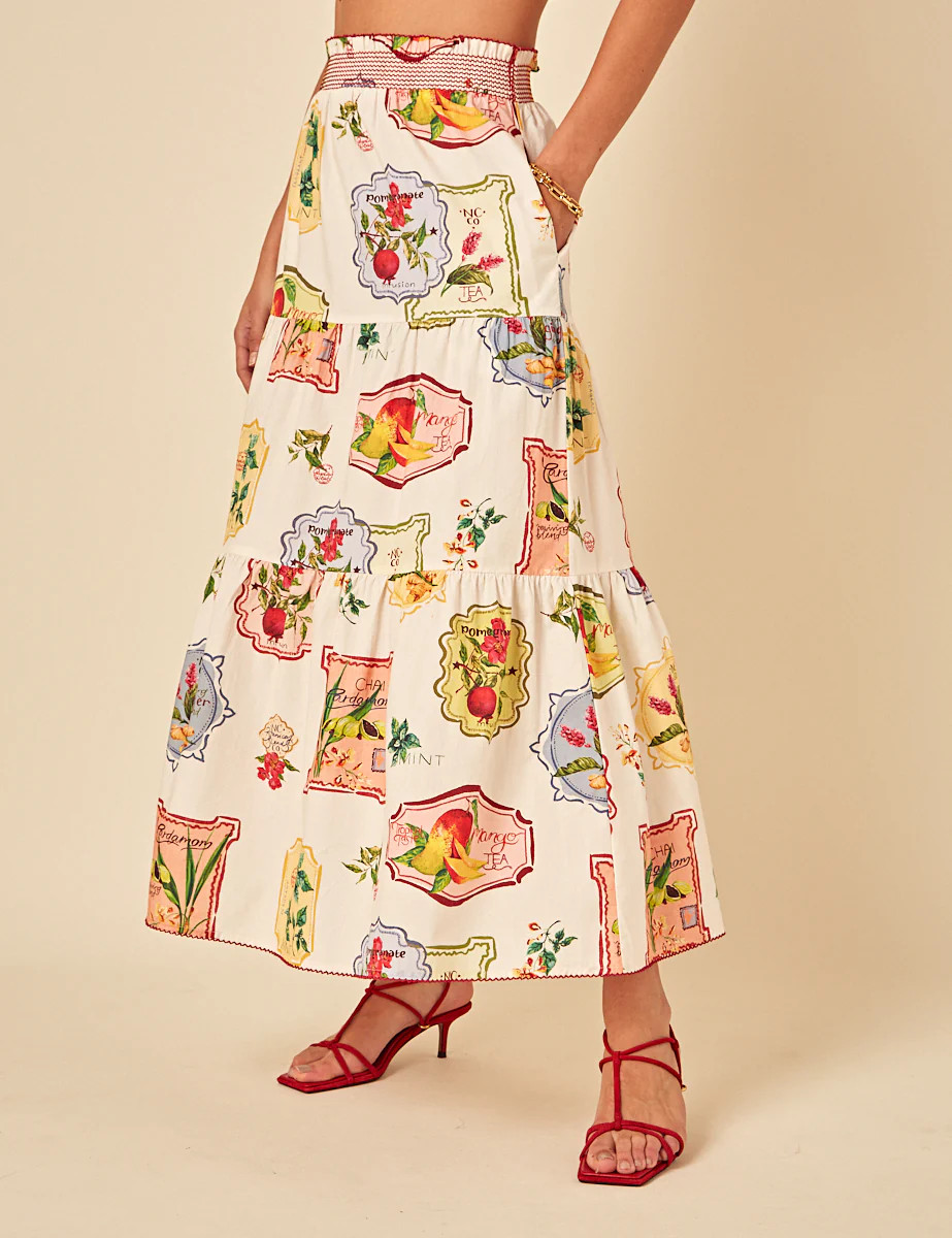 White Printed Midi Skirt | Nobody's Child