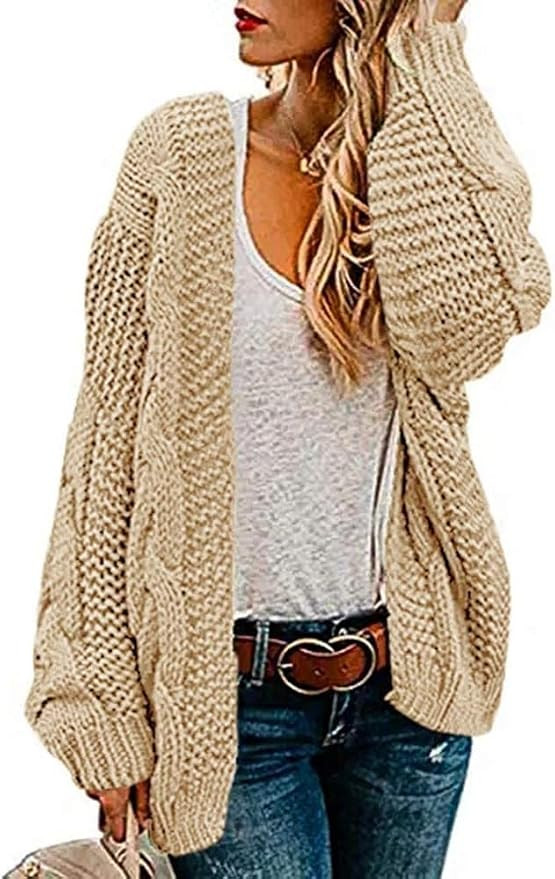 Saodimallsu Womens Oversized Chunky Cable Knit Cardigan Sweaters Open Front Long Sleeve Slouchy F... | Amazon (US)