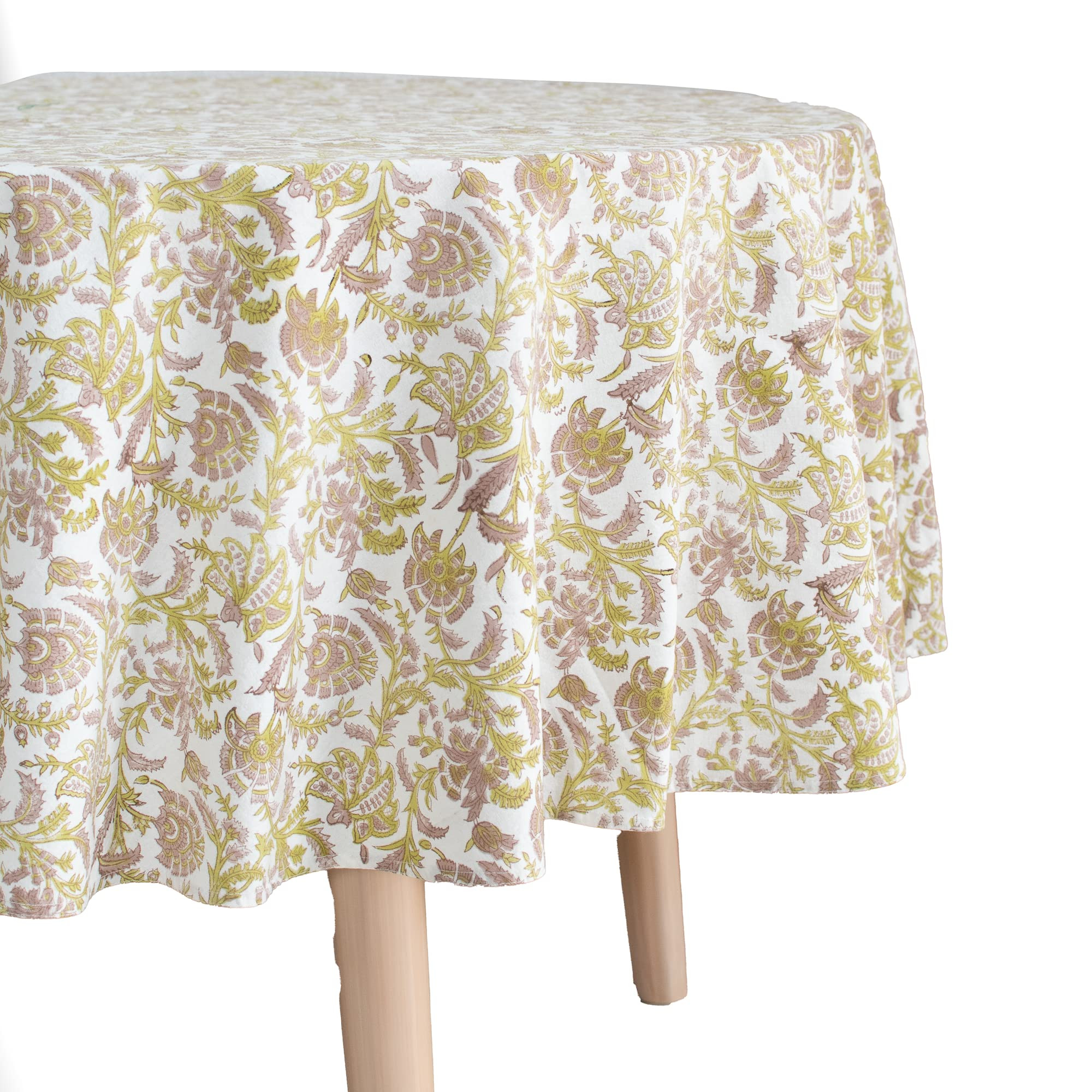 Lotus & Ivory Floral 100% Cotton Round Table Cloth for Dining Table Kitchen Wedding Everyday Use ... | Amazon (US)