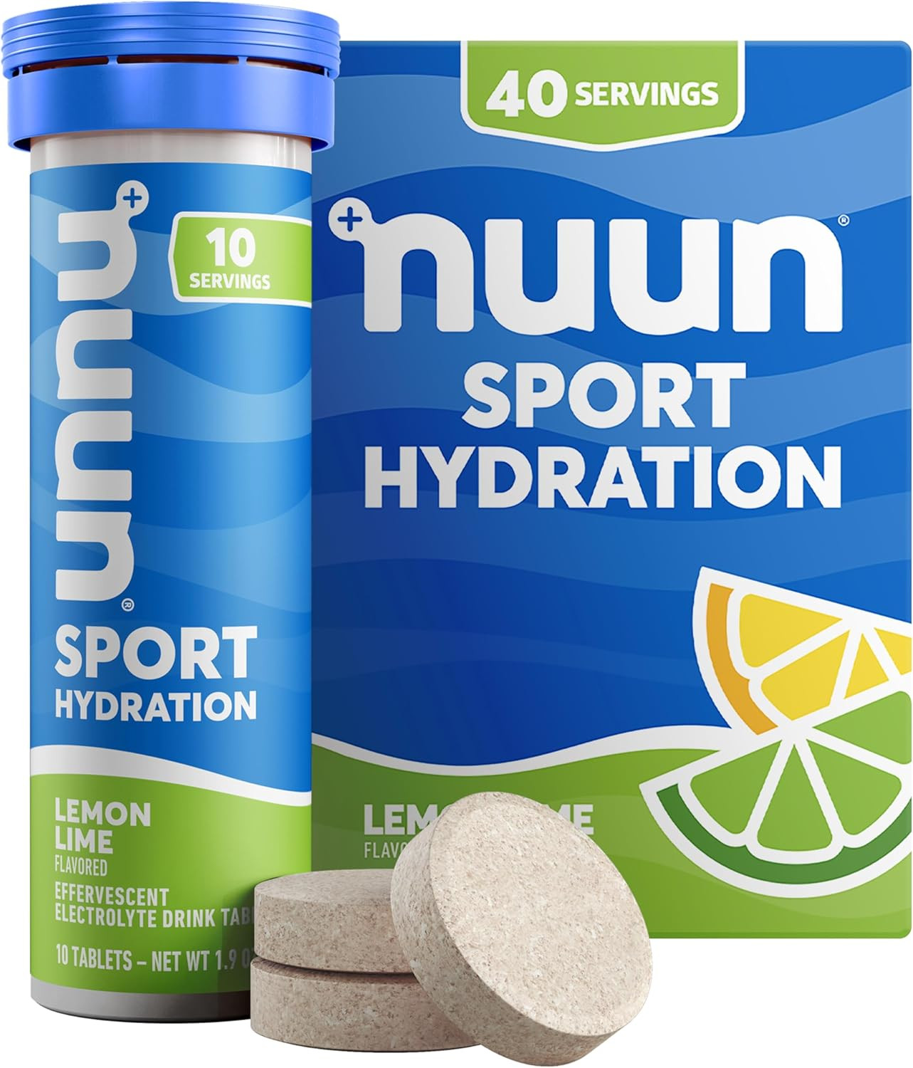 Nuun Sport Electrolyte Tablets for Proactive Hydration, Lemon Lime, 4 Pack (40 Servings) | Amazon (US)