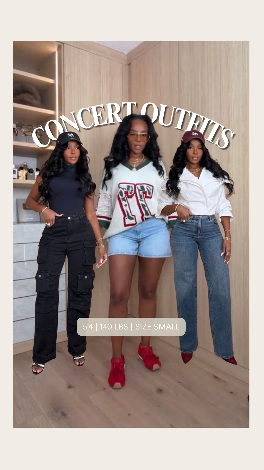 Scroll to shop! ✨ Everything from these looks is linked below. 👇🏽

CONCERT OUTFITS 🎤🔥 Three completely different vibes because your concert fit deserves to be part of the show. From sporty jersey + denim to elevated cargos and cool-girl wide leg jeans — these are easy outfit formulas to recreate for your next concert.

concert outfit ideas, women’s concert outfits, cute concert outfit, casual concert outfit, sporty concert outfit, jersey outfit women, graphic jersey outfit, denim shorts concert outfit, cargo pants outfit women, wide leg jeans outfit, red sneaker outfit, baseball cap outfit women, cool girl outfit ideas, trendy concert outfits 2026, kirasfashionfinds

Wearing: Size Small | 5’4” | 140 lbs | 34D-27-40

Download the FREE LTK app & follow @kirasfashionfinds to shop all my daily finds.

#LTKPetite #LTKStyleTip #LTKSeasonal