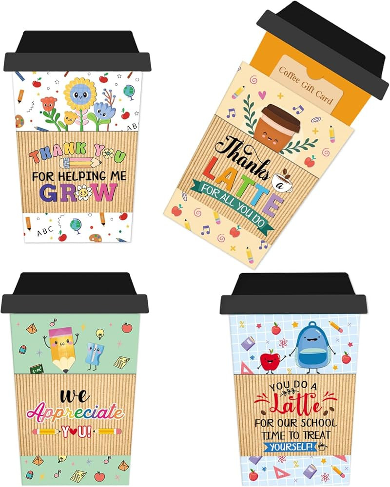 Teacher Appreciation Gift Cards Holders Bulk Thank You Teacher Coffee Gift Card Holder for Teache... | Amazon (US)