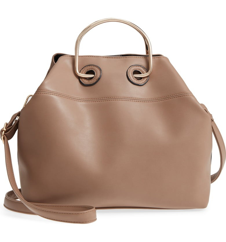 Leith Metal Handle Faux Leather Tote Bag | Nordstrom
