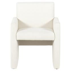 Mika Mid Century Modern Cream Performance Upholstered Dining Arm Chair | Kathy Kuo Home